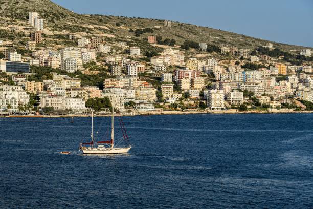 istock Sarande harbor in the early evening 1437671068