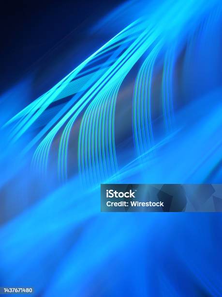 Abstract Blue Thread Like Vertical Illustration Of Blue Progressive Rhythmic Light Threads With A ...