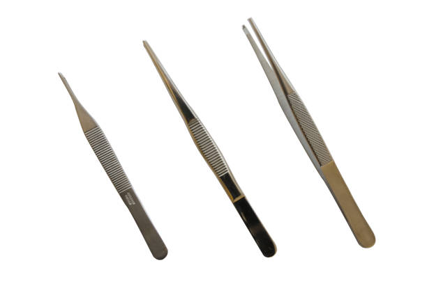 istock Three medical tweezers isolated on a white background 1437672043