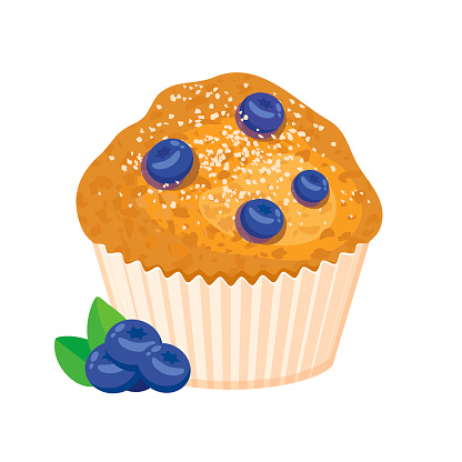 Fresh blueberry muffin icon vector isolated on a white background