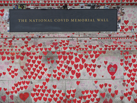 London, UK - Circa October 2022: National Covid memorial wall