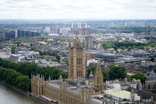 View of Big Ben and London, taken from the London Eye in September 2014