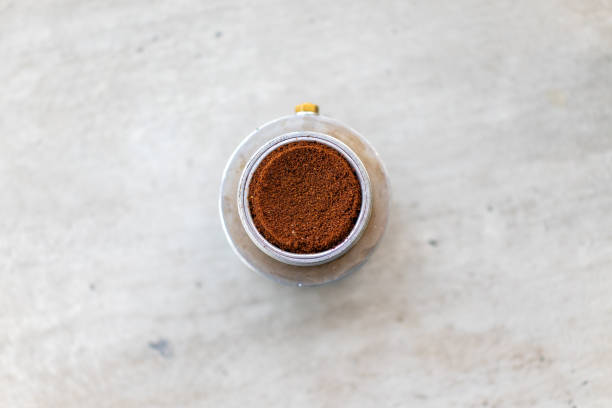 istock Coffee in a moka ready to be preparer view from above 1437687246