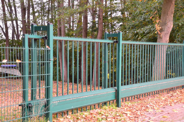 istock Iron fence gate in front of the property 1437689211
