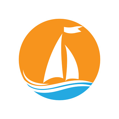 ocean cruise linear ship silhouette simple linear logo-vector