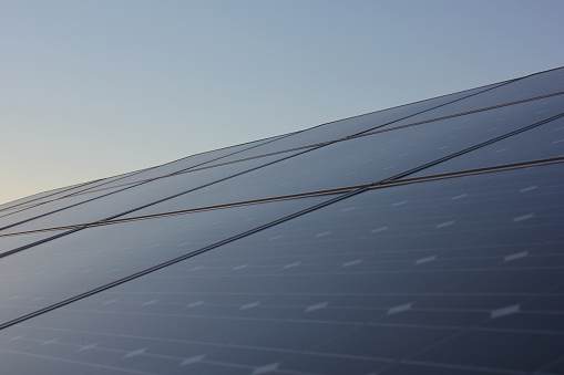 Sun Above the Solar Farm photovoltaic panels