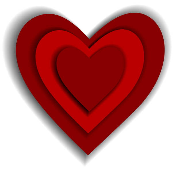 ilustrações, clipart, desenhos animados e ícones de cartão de dia dos namorados de coração vermelho em fundo branco - illustration and painting valentines day individuality happiness