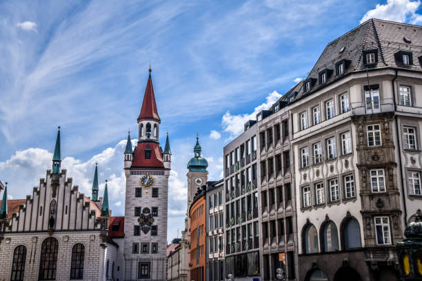 istock Clocktower Of Old Town Hall And Heilig-Geist-Kirche In Munich, Germany 1437696482
