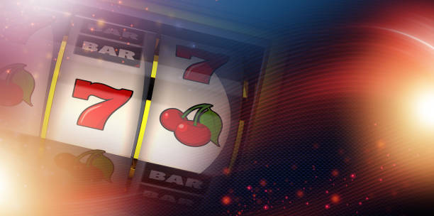 istock Lucky Seven Casino Slot Machine Banner 1437696550
