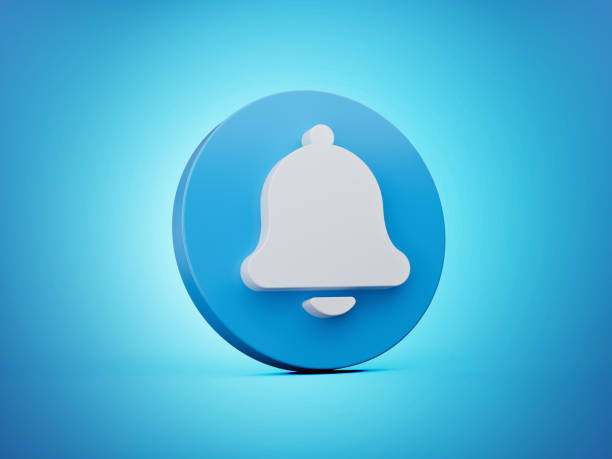 istock Blue bell icon or notification sign isolated background 3d illustration 1437697811
