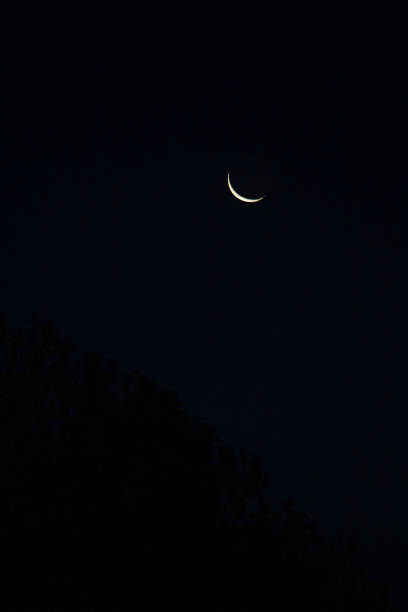 istock Vertical shot of crescent Moon in the starry sky 1437697915