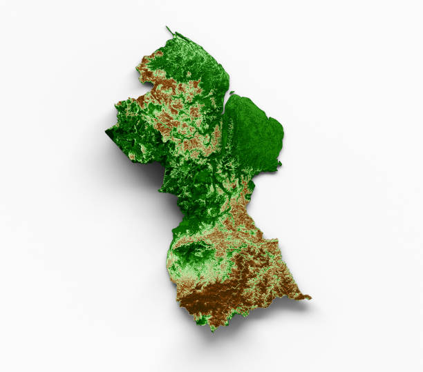 istock Guyana Topographic Map 3d realistic map Color 3d illustration 1437697955