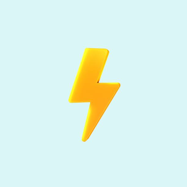 istock 3D Lightning bolt icon for application or on the web, Weather or energy concept. 1437699198