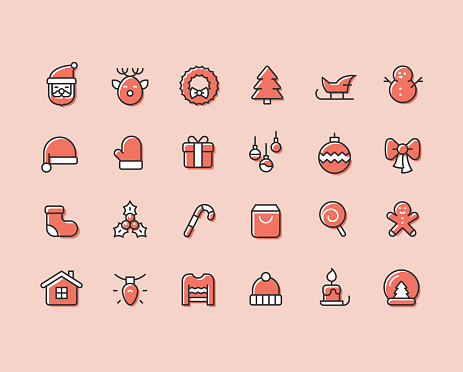 Set of christmas line vector icons. Editable stroke.