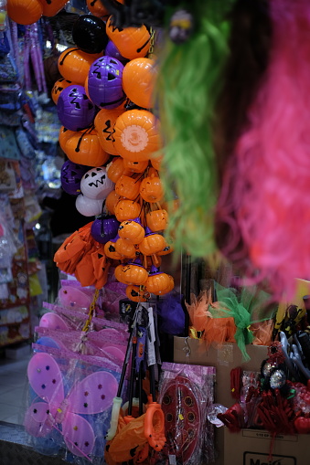 A toy shop at Tai Yuen Street, aka Toy Street in Wan Chai prepared for Halloween.