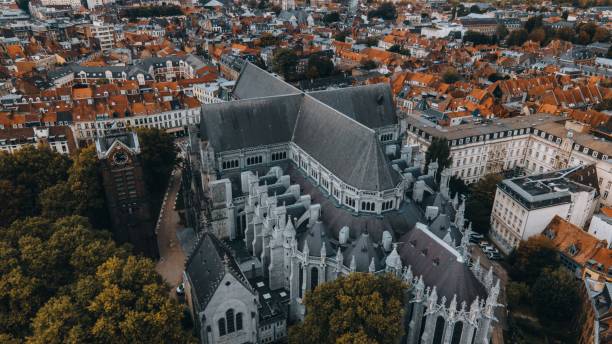 Notre Dame de la Treille Cathedral in Lille, France stock photo