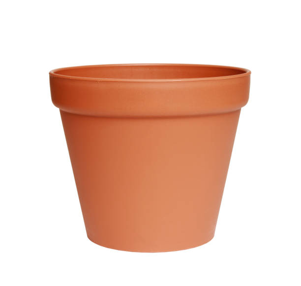 istock Vertical closeup shot of an empty flowerpot on a white background 1437709759