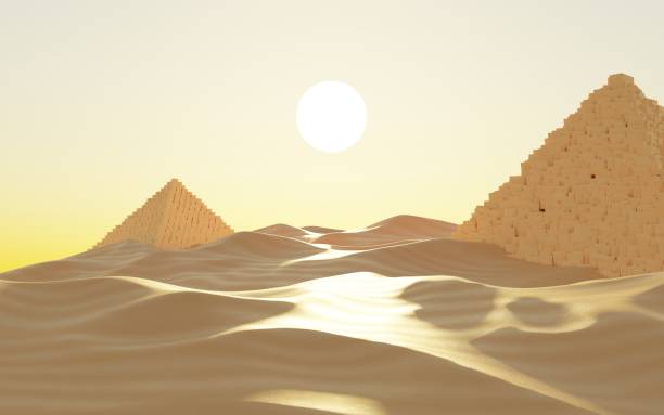 istock Abstract Dune cliff sand with metallic Arch stand platform. Surreal Desert natural landscape background. Scene of Desert with glossy metallic arches geometric design. 3D Render. 1437710148
