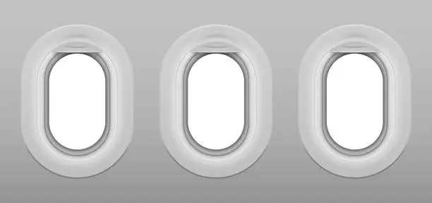 Vector illustration of Set of realistic window of airplane. Vector illustration.