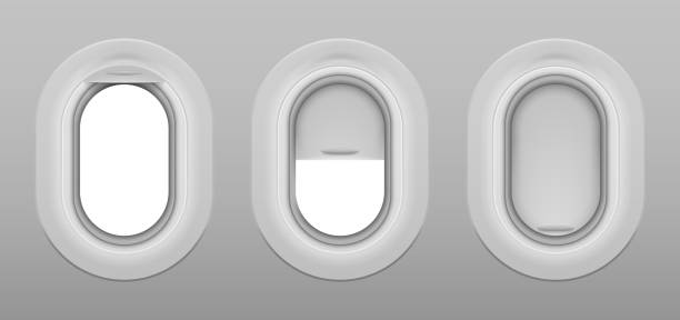 istock Set of realistic window of airplane. Vector illustration. 1437711122