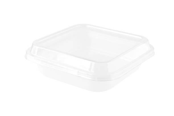 istock White Plastic Food Tray with Transparent Cap isolated on white background clipping paths 1437711840