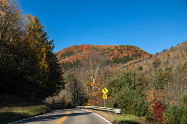 Rural road in autumn, Turnbridge, Vermont, USA