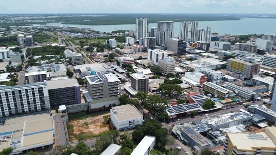 日中のオーストラリアノーザンテリトリーのダーウィンの空撮 都市のストックフォトや画像を多数ご用意 都市, カラー画像, 人物なし