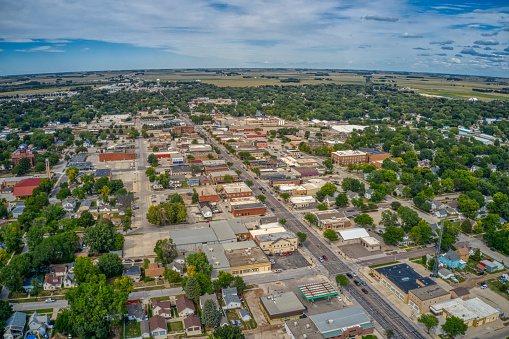 Aerial View of the small Iowa Town of Spencer