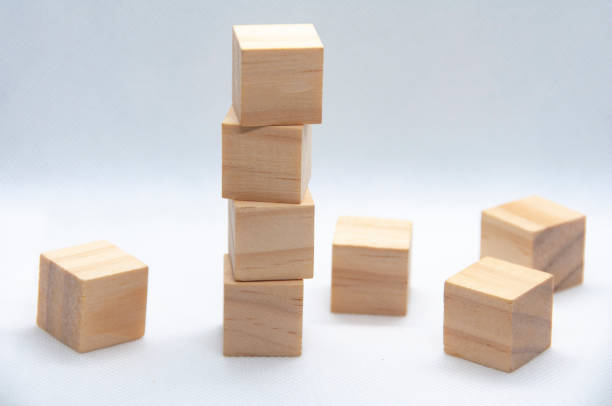 istock Blank wooden cubes with customizable space for text or ideas. Copy space 1437715405