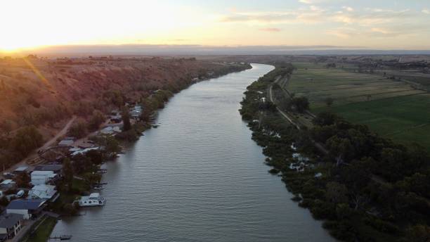 aerial view of the murray river - lake murray imagens e fotografias de stock
