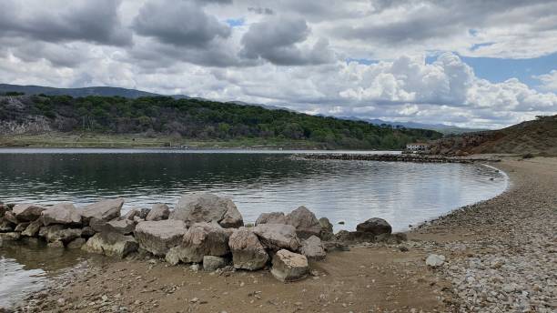 istock Rocky shore with a forest in the background 1437716548