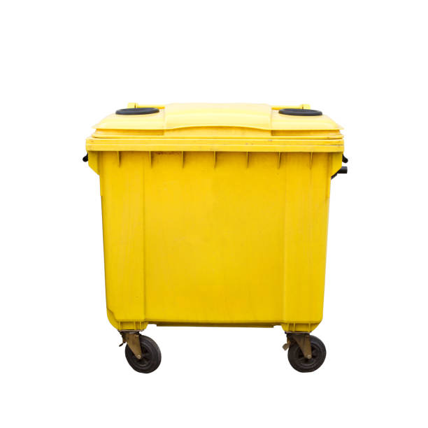 istock Yellow waste container isolated on a white background - ecology concept 1437716806