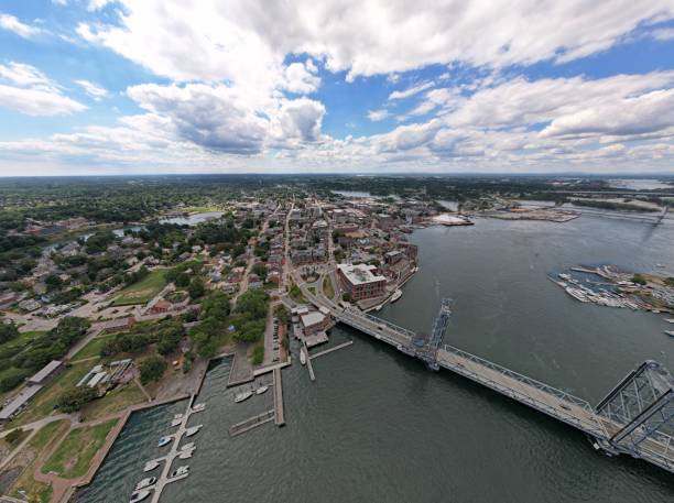 istock Angle of a coastline with a bridge 1437716920