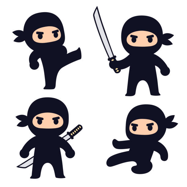 ilustrações de stock, clip art, desenhos animados e ícones de cute cartoon ninja character set - ninja