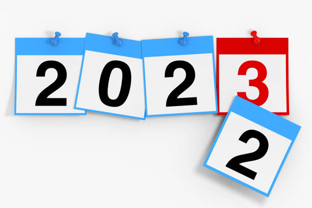 istock New 2023 Year Start Concept. Calendar Sheets with 2023 New Year Sign. 3d Rendering 1437722008