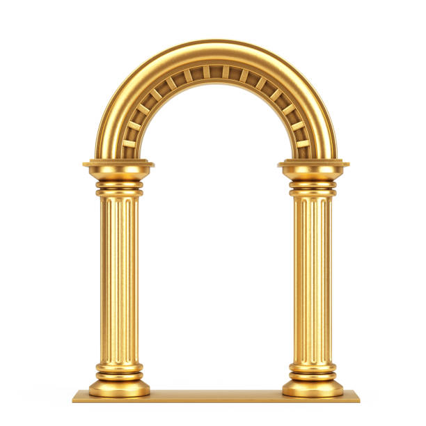 istock Golden Classic Ancient Greek Column Arc. 3d Rendering 1437722022