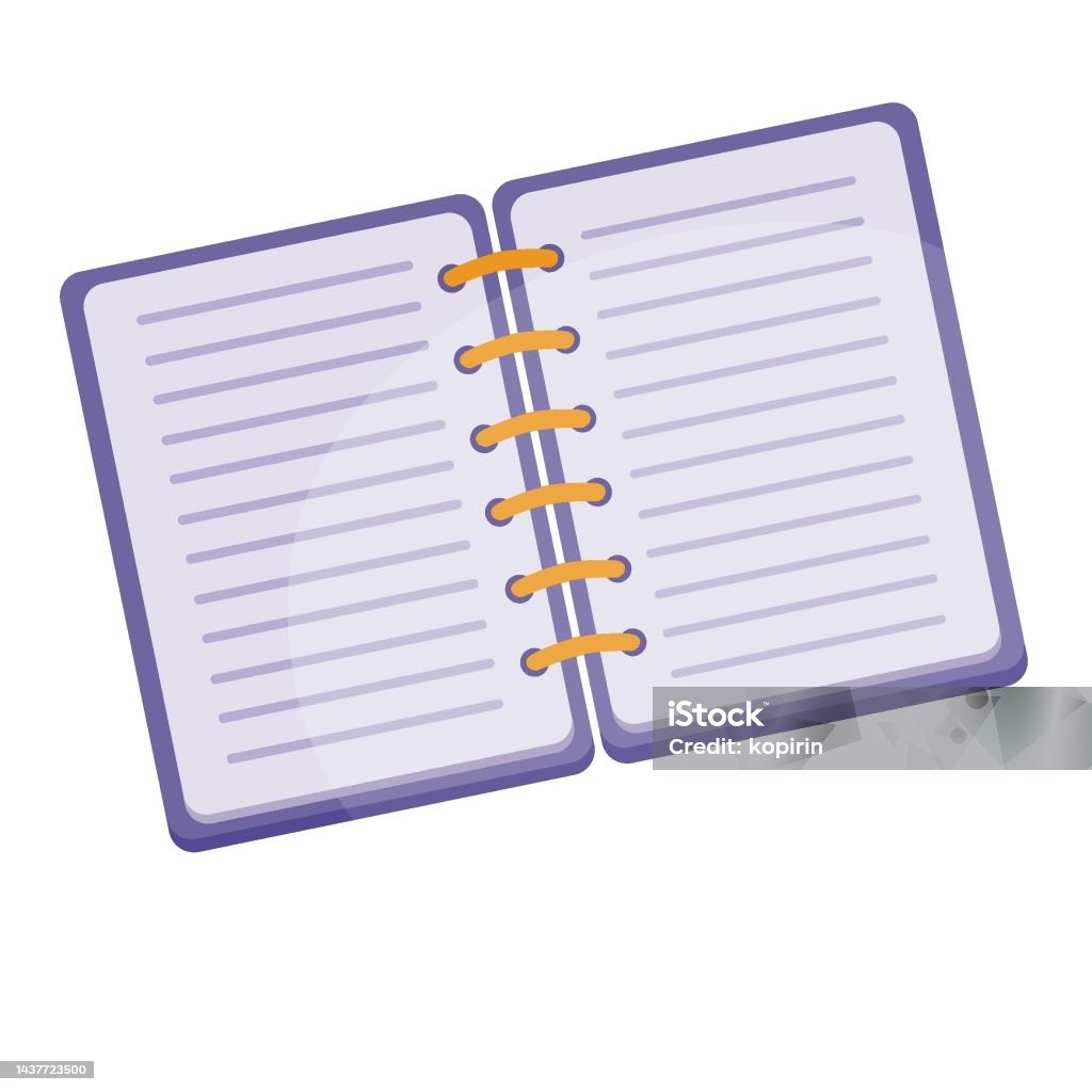 Purple Notebook With Orange Spring Top View Isolated Object On White ...