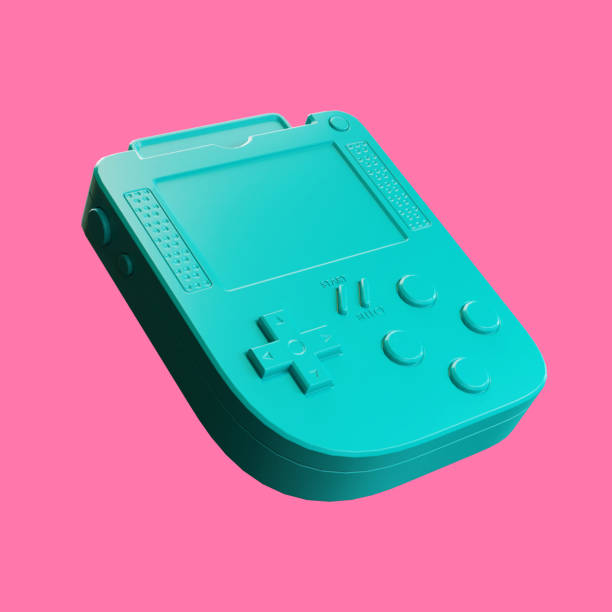 istock Blue Abstract Arcade Old School Joypad, Gamepad or Game Console in Duotone Style. 3d Rendering 1437723583
