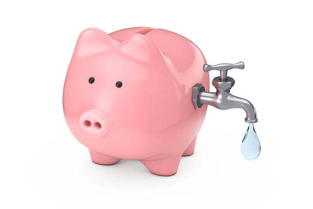 istock Water Saving Concept. Piggy Bank with Water Tap and Water Drop. 3d Rendering 1437723743