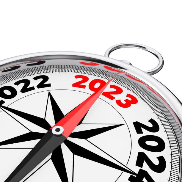 istock Direction to New 2023 Year Conceptual Compass Closeup. 3d Rendering 1437725209