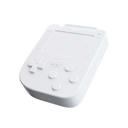 Abstract Arcade Old School Joypad, Gamepad or Game Console in Clay Style on a white background. 3d Rendering