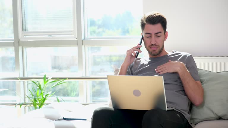 Handsome man shopping online