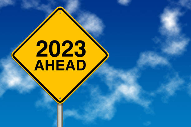 istock 2023 year Ahead traffic sign. 3d rendering 1437727075