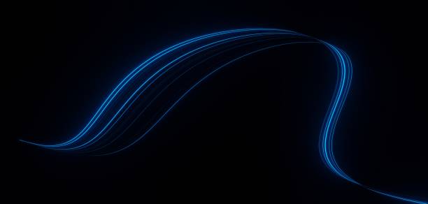 istock 3d render of flash neon and light glowing on dark scene. Speed light moving lines. 1437727813