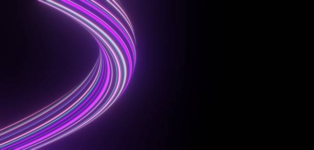 istock 3d render of flash neon and light glowing on dark scene. Speed light moving lines. 1437727916