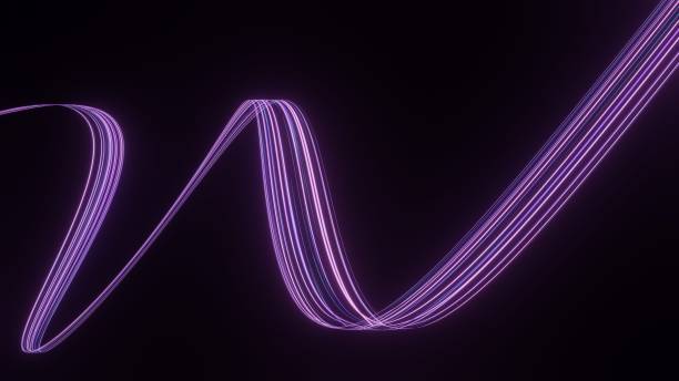 istock 3d render of flash neon and light glowing on dark scene. Speed light moving lines. 1437728247
