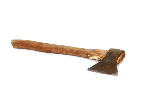 istock Closeup shot of an axe isolated on white background 1437729420