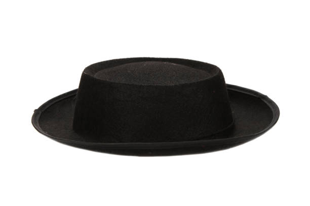 An isolated shot of a black hat on white background