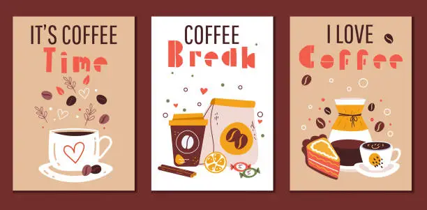 Vector illustration of Coffee cup cafe shop brochure card banner poster cover background abstract concept. Vector graphic design illustration element
