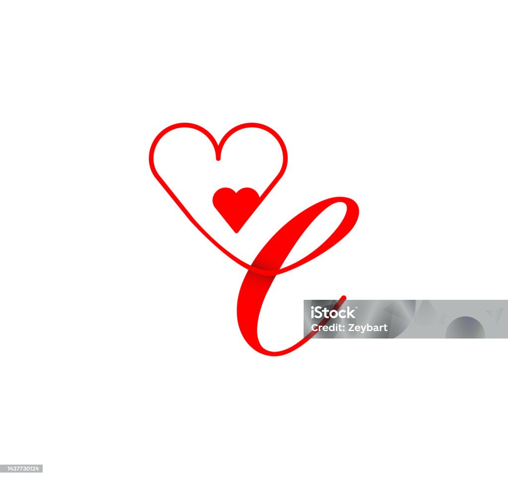 E Letter Script Heart Line From The Heart Stock Illustration ...